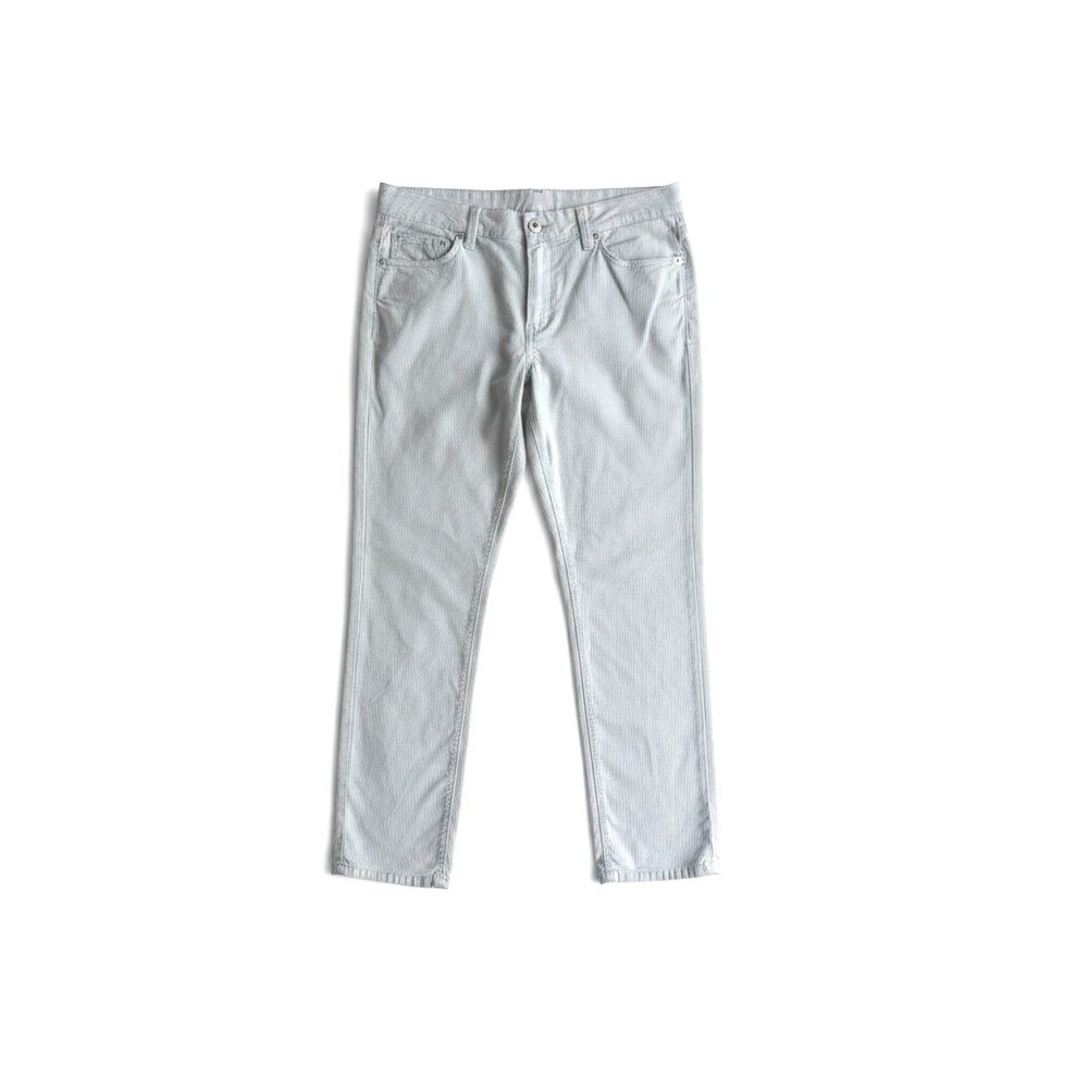NYDJ‎ Womens Blue White Seersucker Stripe Lift Tuck Ankle Pants Size 8 Slim Leg